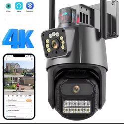 4K Security Camera Outdoor, 6MP Dual Lens PTZ Outside Cameras for Home Security, IP66 Waterproof