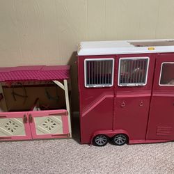 Doll Players. Horse Stable And Horse Trailer 