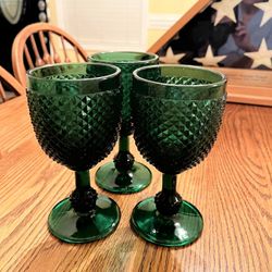 Emerald Green Goblets Set Of 3
