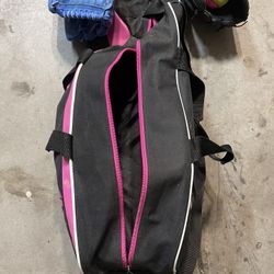 Girls Softball Bag, Bat, Glove, And Ball