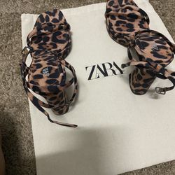 Zara Leopard Print Platform Sandal Heels – Size 7.5– Brand New, Never Worn!