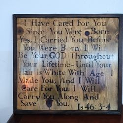 Hand-carved Wood Bible Wall Hanging, large