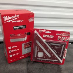 Milwaukee PACKOUT Tool Box Caddy & 7" Rafter Square Set - NEW