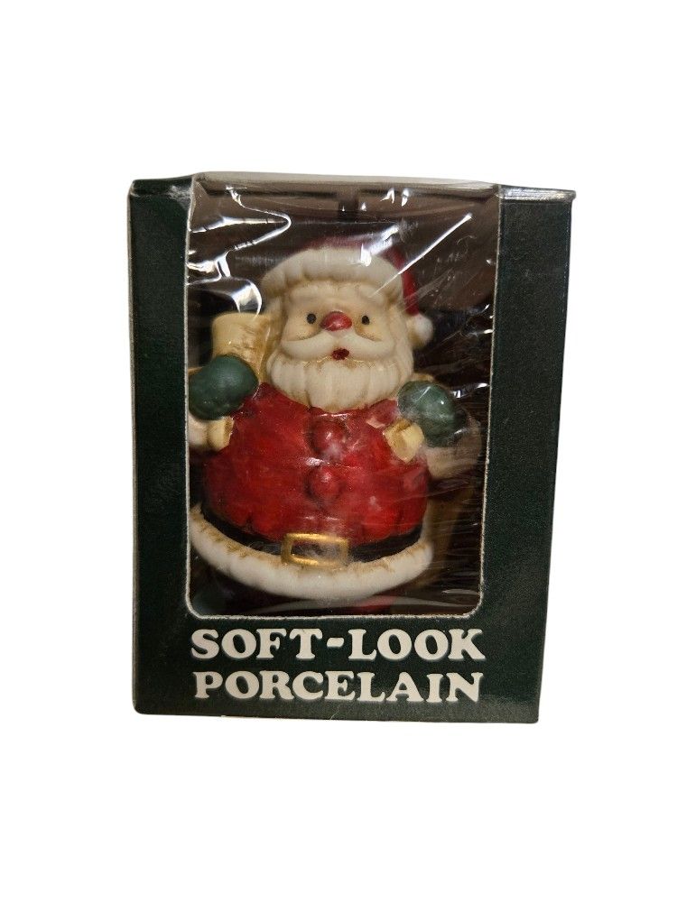 vintage 1980s Flambro porcelain Santa Figurine new in box