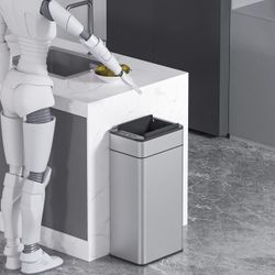 ELPHECO Kitchen Trash Can 40 Liter / 10.6 Gallon Automatic Trash Can with Butterfly Lid, Brushed Stainless Steel Finish, Motion Sensor Garbage Can for