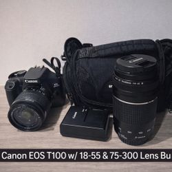 Canon EOS Rebel T100 DSLR Camera with 18-55mm & 75-300mm Lens Bundle📸