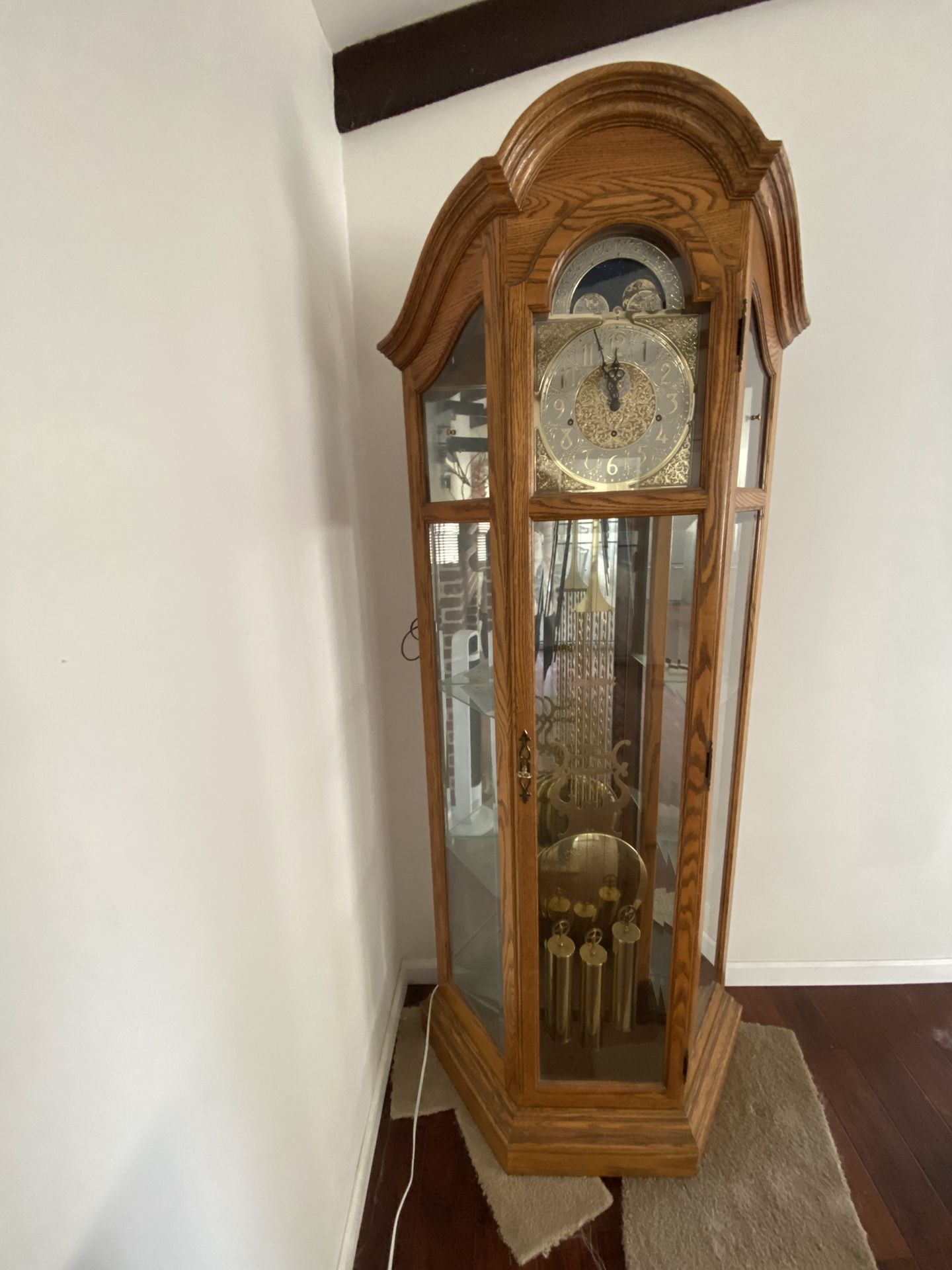Beautiful Howard Miller Floor Clock W/Moon Dial & 4 Chime Sounds