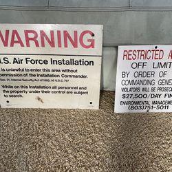 Two Vintage 1980’s Metal Air Force  / Military Signs 