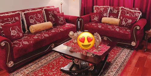 2 Sofa bed with storage underneath and chair