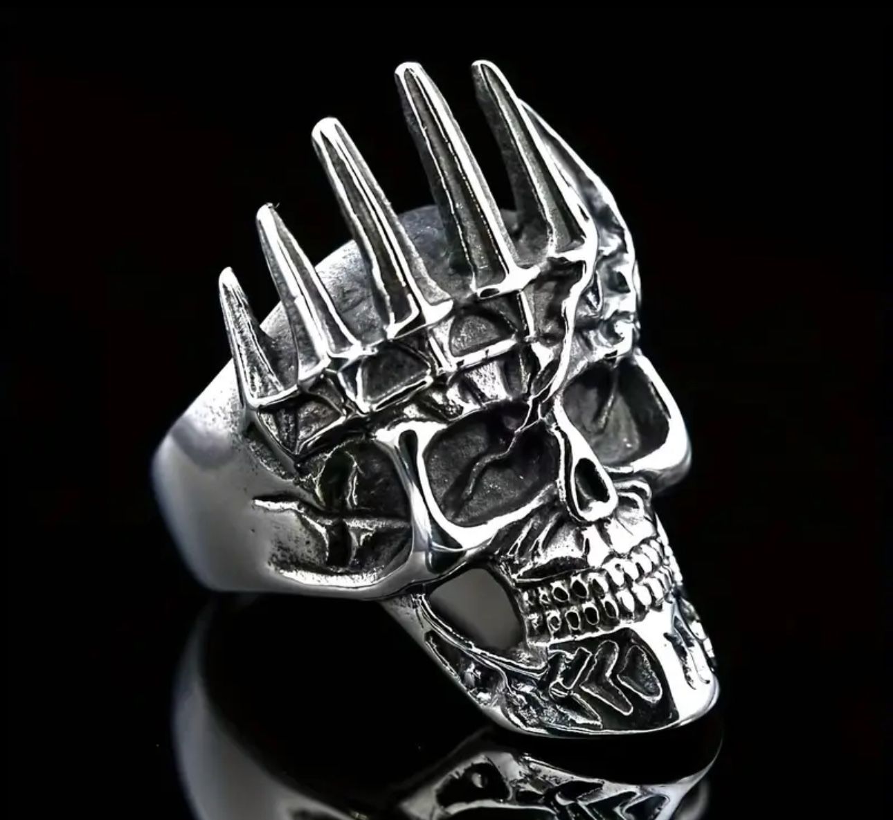 New Gothic Skull Crown Stainless Steel Men’s Ring Size 8& 9
