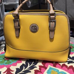 Giani Bernini dome satchel yellow leather bag with shoulder strap