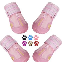 QUMY Dog Boots Paw Protector For Hot Pavement -Size 4, Water & Skid  Resistant