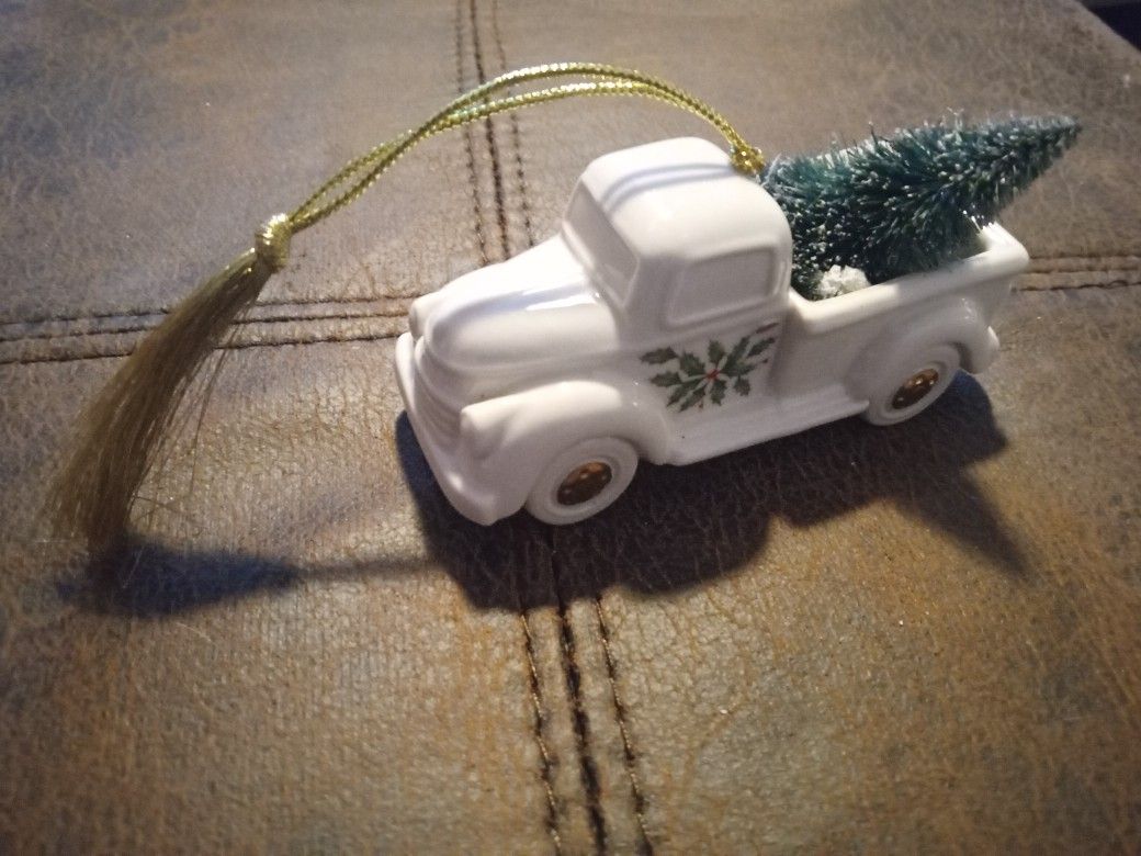 Vintage Lenox Truck with Tree Porcelain Christmas Tree Ornament