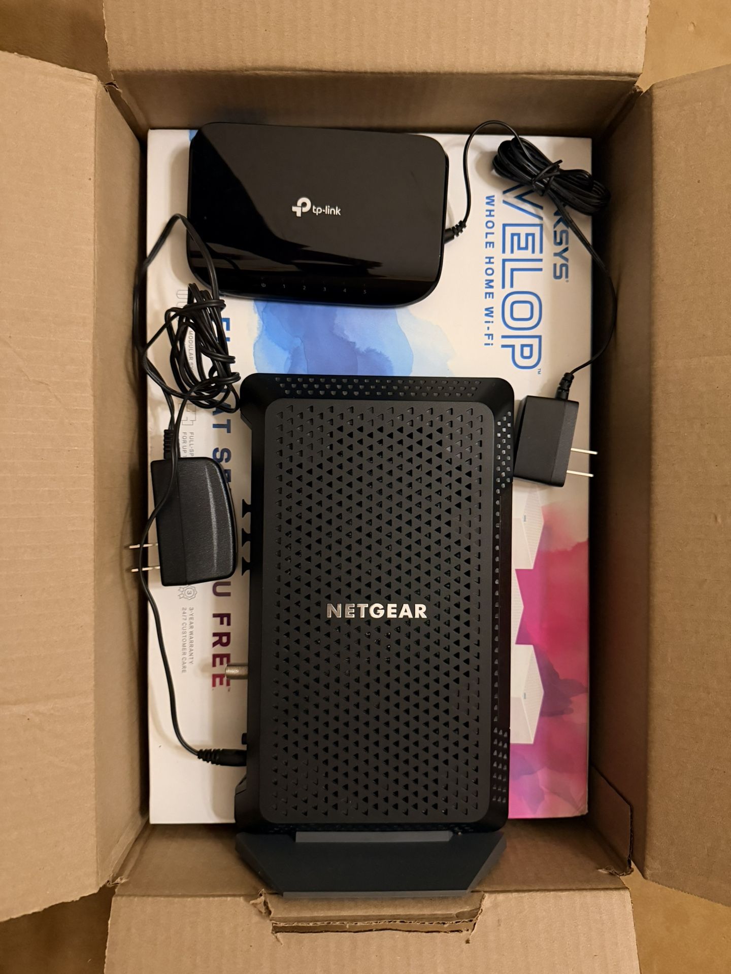 Netgear Cable Modem + Linksys Velop Wi-Fi Mesh Router