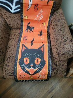 Halloween Table Runner Black Cat
