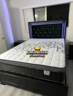 New Queen bed frame with mattress