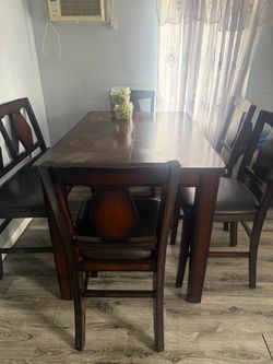 Dark Wood Dining Table with 4 Chairs
