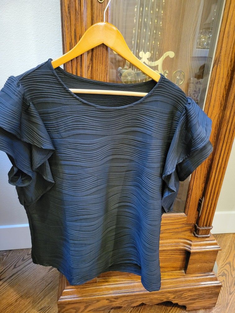 Very Black Ladies Dressy Short Sleeve Blouse 2x