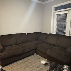 Ribbed Brown Couch