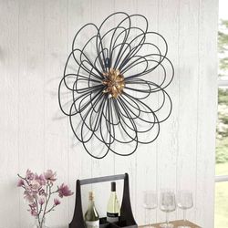 20”Black Metal Flower Wall Decor