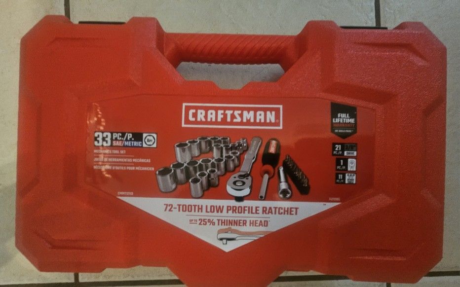 NEW Craftsman 3/8-In Drive Low Profile Sae Mechanics Tool Set, 33Pc