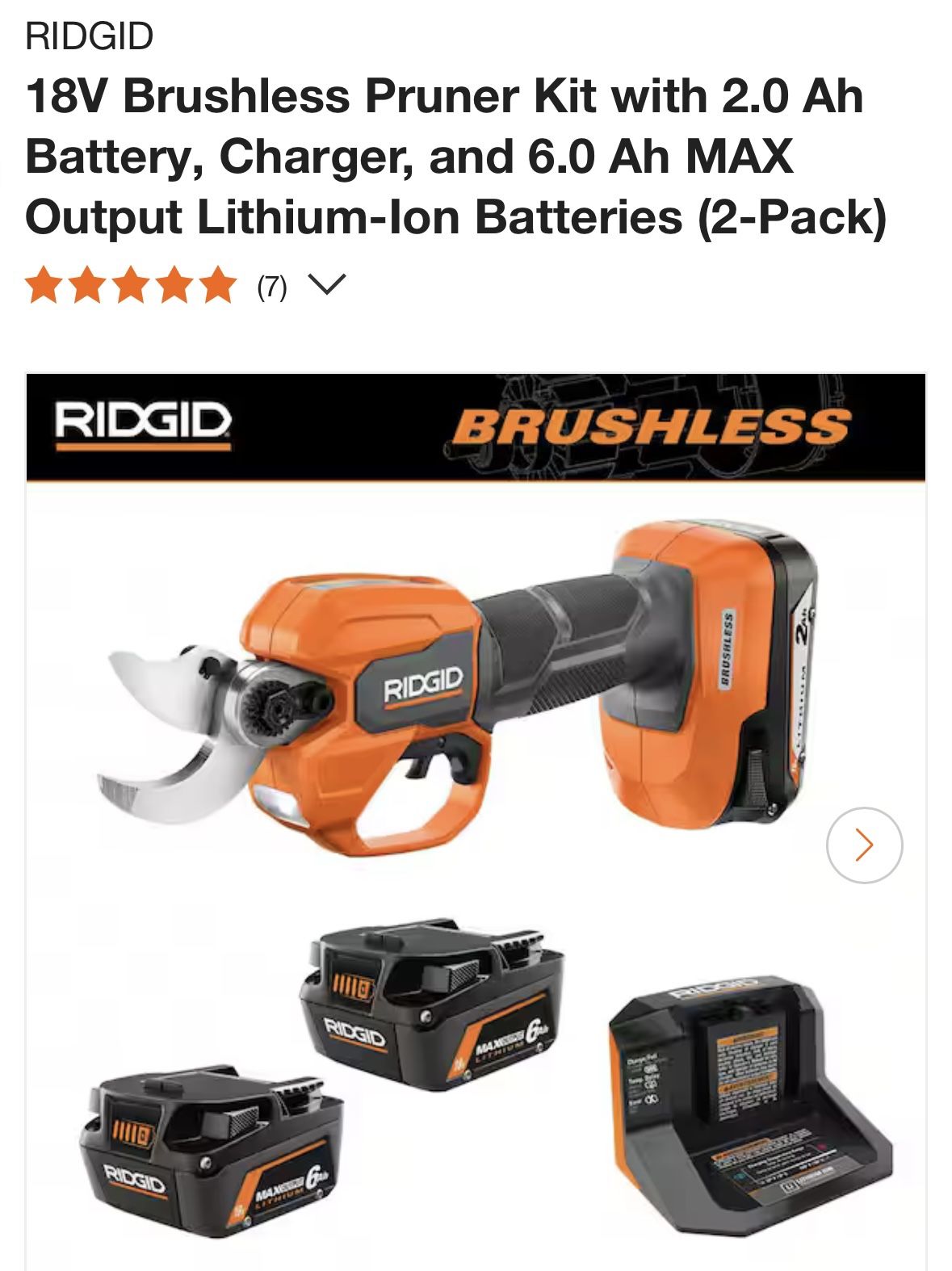 18V Brushless Pruner Kit with 2.0 Ah Battery, Charger, and 6.0 Ah MAX Output Lithium-Ion Batteries (2-Pack)