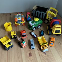 Toy Car Vehicle Lot Hot Wheels Construction Dump Truck Mixer Nice Variety 