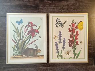 ART WALL DECOR SPRING BUNNY FLOWER SET $20 (BOTH)