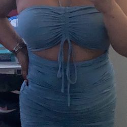 Blue Halter Clubbing Mini Dress