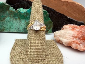 Vintage 18K CZ Diamond Gold Plated Ring