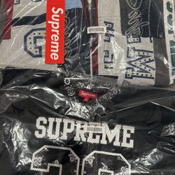 Supreme SS 25 Week 14 BANDANA FOOTBALL JERSEY Black, Blue PATCHWORK ZIP UP HOODED SWEATSHIRT