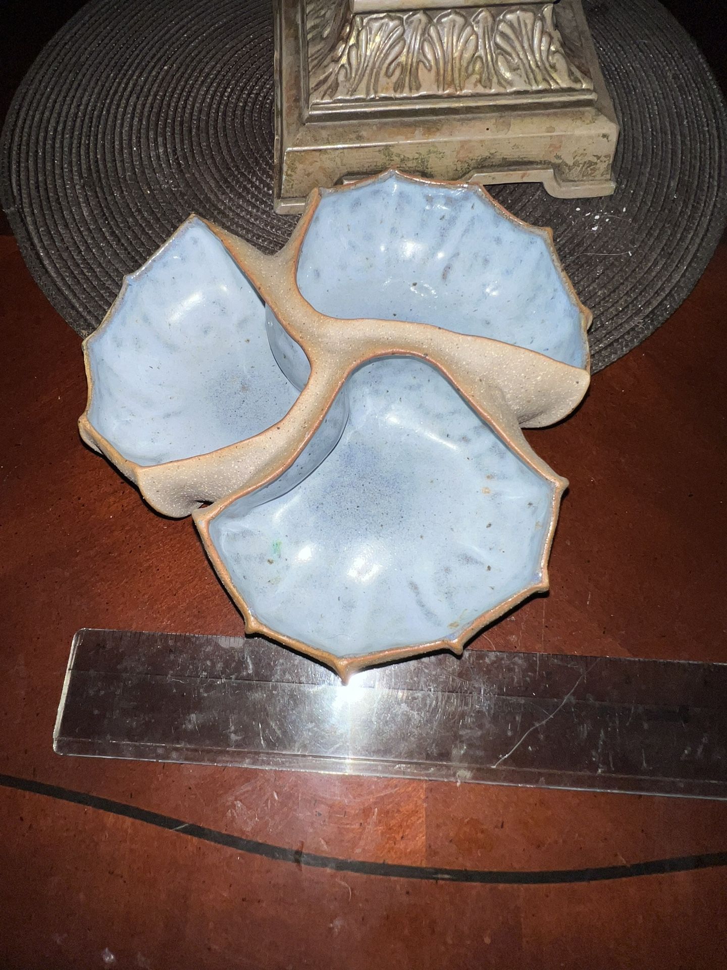 Barbara Walch Studio Art Pinched Pottery Triple Urchin Bowl, a handmade piece of functional art