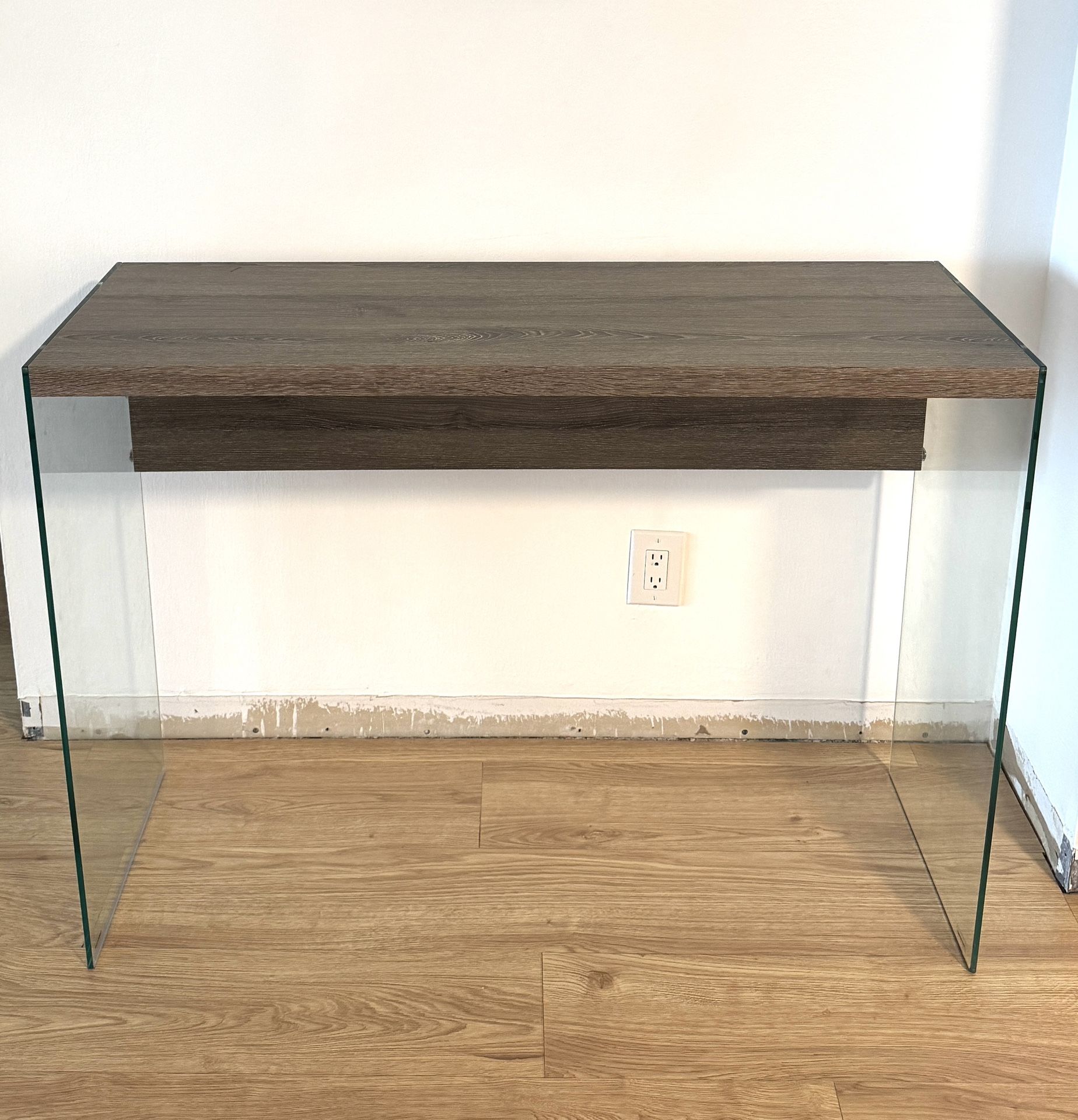 Console Table Entryway Table Desk Wood And Tempered Glass (New $194)