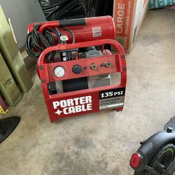 Porter Cable 135 PSI Air Compressor 3HP 4 Gallon works perfectly we’re moving