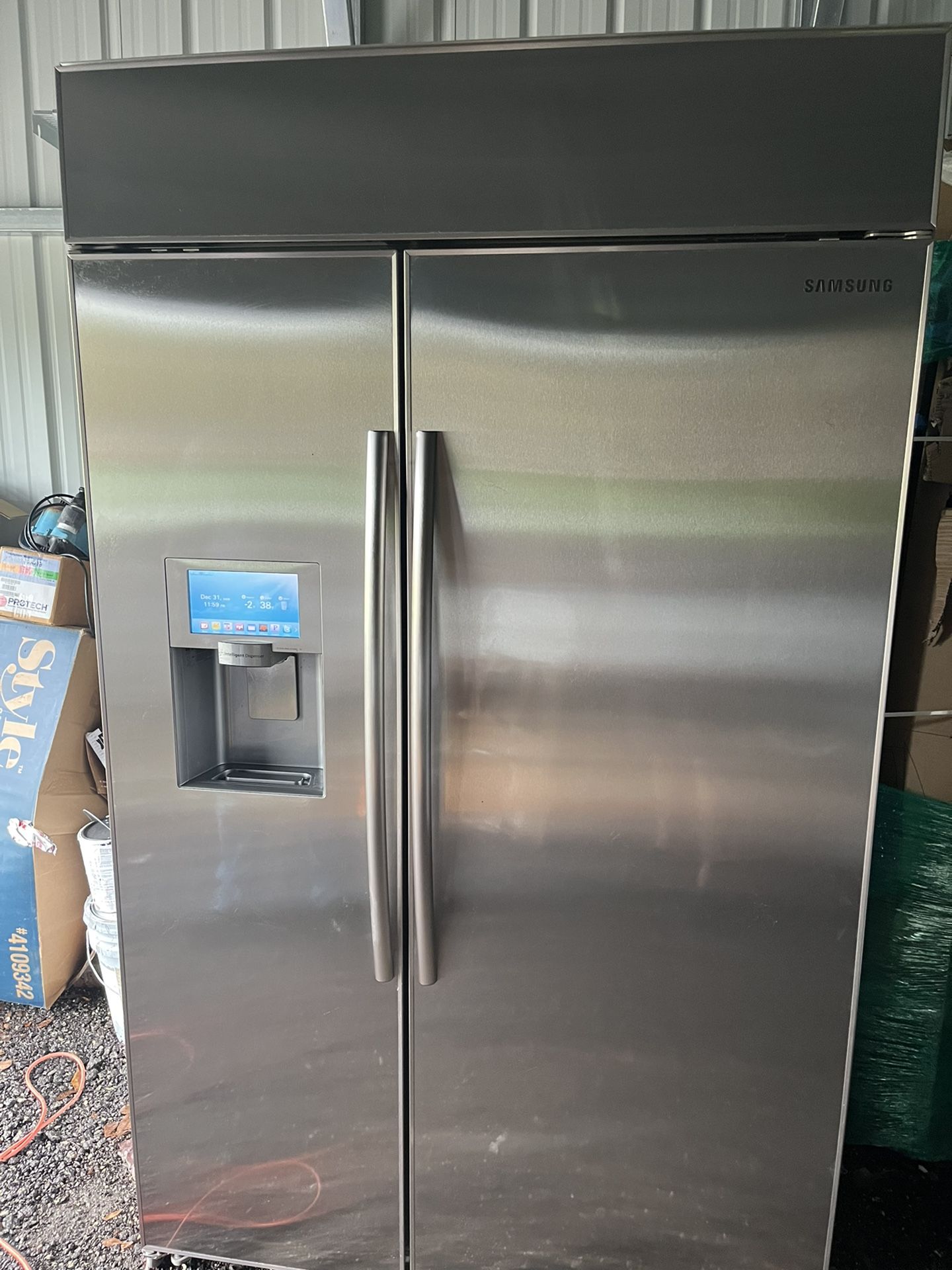 Samsung RS27FDBTNSR Samsung True Series 48 Inch Built In Counter Depth Side by Side Refrigerator with 26.5 cu. ft. Capacity, 4 Glass Shelves, External