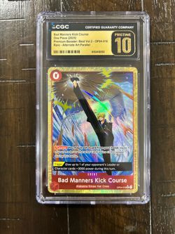 Bandai CGC 10 Bad Manners Kick Course OP04-016 Alt Art Parallel Holo ENG 2025