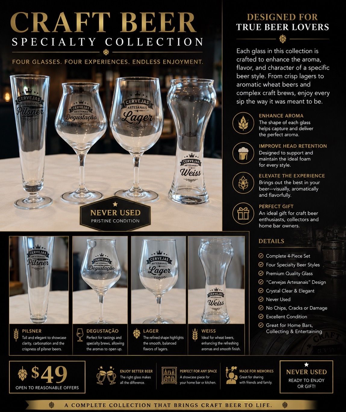 SPECIALTY CRAFT BEER GLASS COLLECTION