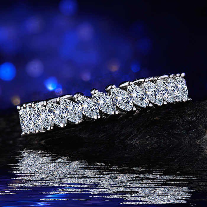 "Finger Ring Zircon Silver Fashion CZ Eternity Rings For Woman, HA4130-6
