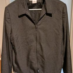 WOMEN'S JONES NEW YORK DARK GRAY ZIP UP JACKET, SIZE LARGE 
