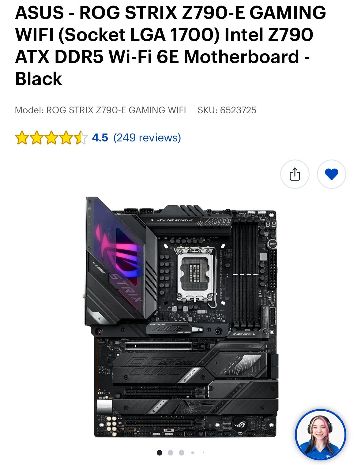 ASUS - ROG STRIX Z790-E GAMING WIFI (Socket LGA 1700) Intel Z790 ATX DDR5 Wi-Fi 6E Motherboard - Black