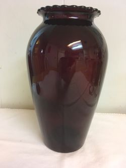 Ruby Red Large Vase Vintage Anchor Hocking