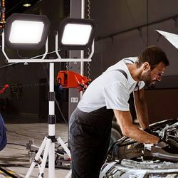  20000 Lumen Work Lights with Stand, 200W Dual Head LED Work Light, Waterproof Lamp with Individual Switch, Adjustable Metal Telescoping Tripod