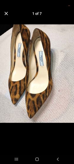 PRADA BROWN SUEDE LEOPARD SIZE 36 MADE IN ITALY LIKE NEW W/O BOX