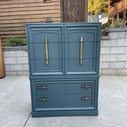 Turquoise And Brass Tall Dresser