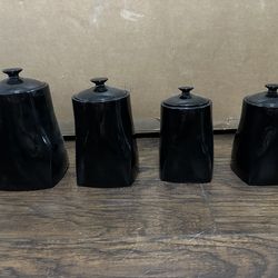 set of glossy black ceramic