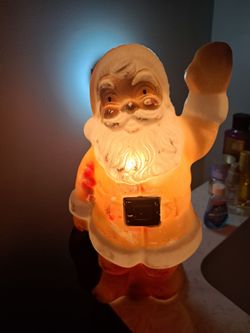 Vintage Christmas lighted Santa Clause Blow Mold 14"