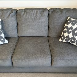 Living Spaces Turdur Gray Sofa Couch With Pillows