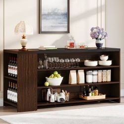 ❤️‍🔥 55" Coffee Bar Table, 5-Tier Kitchen Island Storage Cabinet$100