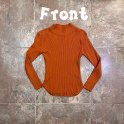 Caren Sport Ribbed Mock Neck Sweater - Orange