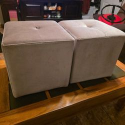 Velvet Rhinestone Vanity Ottoman 